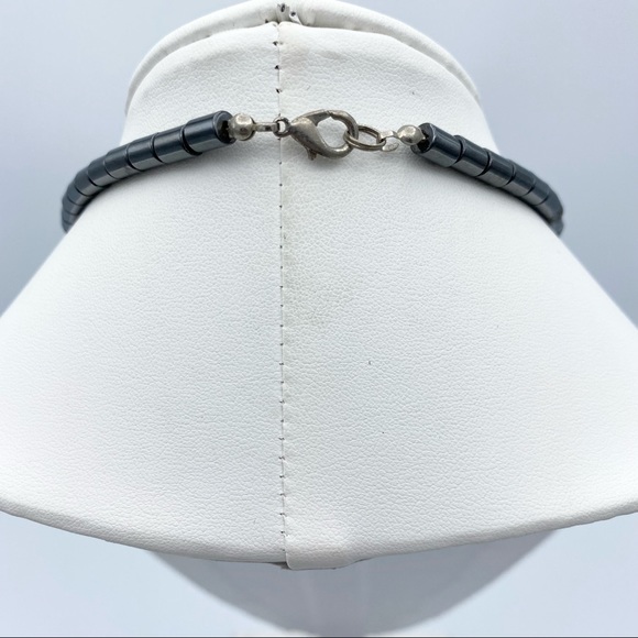 Hematite Hearts Pendant Beaded Statement Necklace - Picture 4 of 8